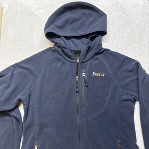 Rocky Woman's Large Hooded Fleece Zip Up Jacket Extra Dark Blue Front Pockets
